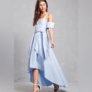 INA Elegant Light Blue Off-Shoulder Dress NWT
